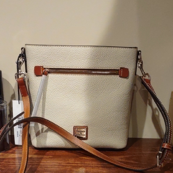 Dooney & Bourke Leather Bone and Tan Crossbody Bag - Picture 1 of 8